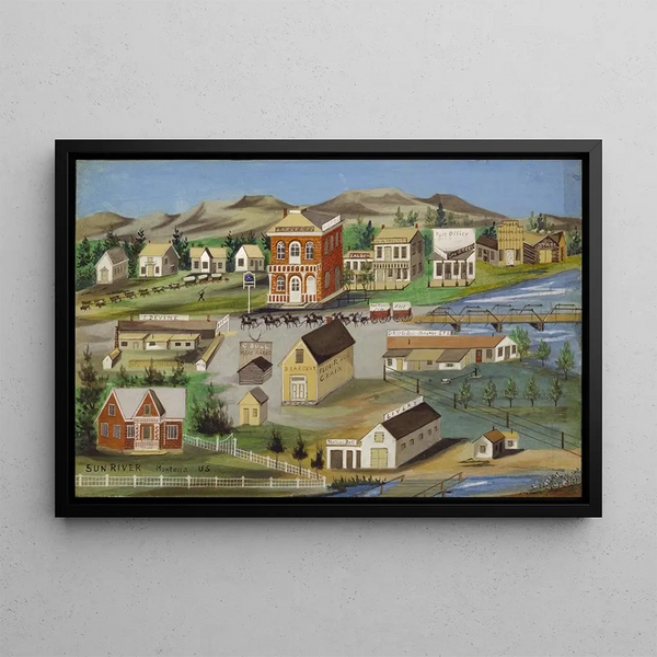 River Sun Painting, Montana, United States - Anonymous — framed artwork on a wall