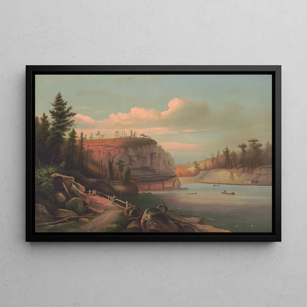 Sunset over Lake Mahonk, Ulster County - Anonymous — framed artwork on a wall