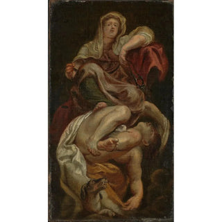 Reproduction of the painting La Tempérance maîtrisant l'Intempérance - Anonymous