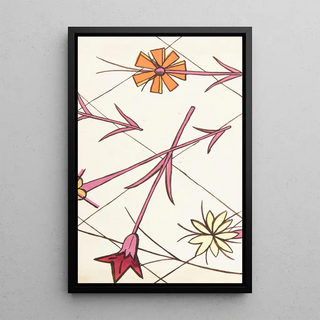 Textile pattern Afternoon tea - Anonymous — framed artwork on a wall