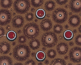 Design textile avec des cercles et des perles sur un fond pointillé - Anonyme — artwork view