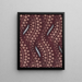 Textile pattern with superimposed vertical stripes of wavy rows of dots and zigzag ribbons - Anonymous — framed artwork on a wall