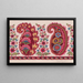 Textile pattern with paisley motifs and garlands of berries and stylized flowers - Anonymous — framed artwork on a wall