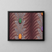Textile with vertical garlands of stylized leaves, beads, and ovals on a background of overlapping scales - Anonymous — framed artwork on a wall