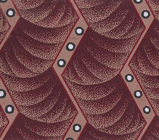 Textile design painting with vertical stripes of zigzag ribbons decorated with beads on a background of overlapping scales - Anonymous — artwork view