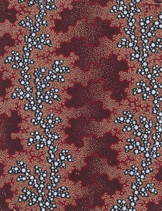 Textile pattern painting with undulating vertical garlands of beads separated by vertical bands of vermiculated motifs on a dotted background - Anonymous — artwork view