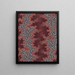 Textile pattern painting with undulating vertical garlands of beads separated by vertical bands of vermiculated motifs on a dotted background - Anonymous — framed artwork on a wall