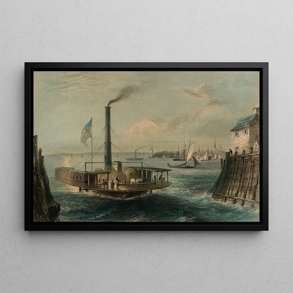 Le Ferry à Brooklyn New York 1838 - Anonymous — framed artwork on a wall