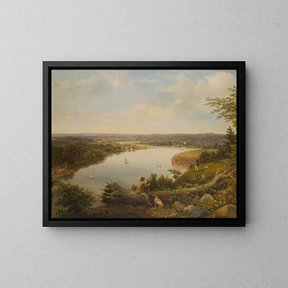 The Hudson River Valley near Hudson, New York - Anonymous — framed artwork on a wall