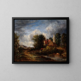 The valley farm - Anonymous — framed artwork on a wall