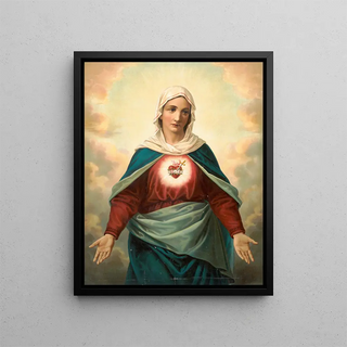the Virgin Mary with the emblem of the heart on the chest - Anonymous — framed artwork on a wall
