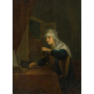 Reproduction of the painting The weighing of gold - Anonymous