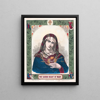 The Sacred Heart of Mary - Anonymous — framed artwork on a wall