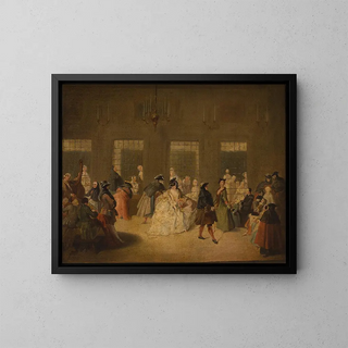 Theme of the Venetian Carnival in the Monastery Parlour - Anonymous — framed artwork on a wall