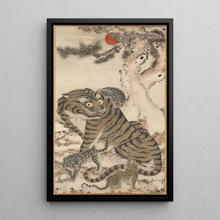 Reproduction of the painting Tiger Family Painting - Anonymous