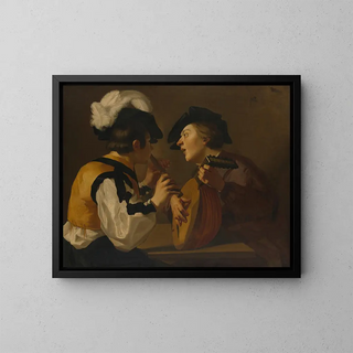 Two musicians - Anonymous — framed artwork on a wall