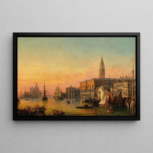 Venice painting, view of St. Mark's Basin - Anonymous — framed artwork on a wall