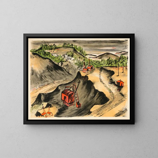 View of a mining site - Anonymous — framed artwork on a wall
