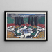 View of an octagonal enclosed garden with evergreen trees - Anonymous — framed artwork on a wall