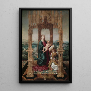 Virgin and Child under a canopy - Anonymous — framed artwork on a wall