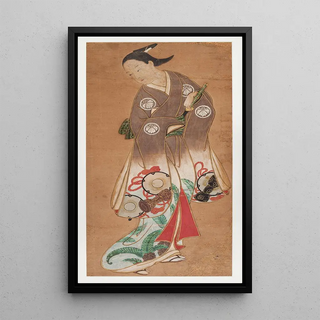 Wakashu painting with a sword - Anonymous — framed artwork on a wall