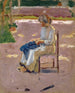 Woman sewing outside - Anonymous — artwork view