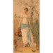 Woman in a white dress with a blue belt holding a watering can - Anonymous — artwork view