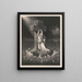 Woman leaning against a cross on a rock in the middle of a turbulent sea near a shipwreck - Anonymous — framed artwork on a wall