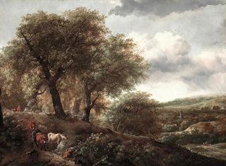 Hill wooded with livestock - Anonymous — artwork view