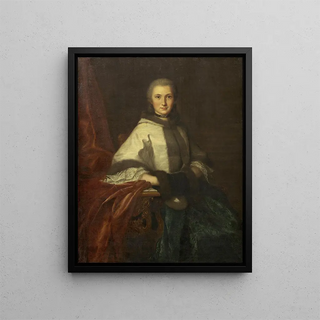 Young woman with a muff - Anonymous — framed artwork on a wall