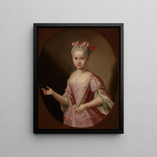 Young girl with a fan - Anonymous — framed artwork on a wall