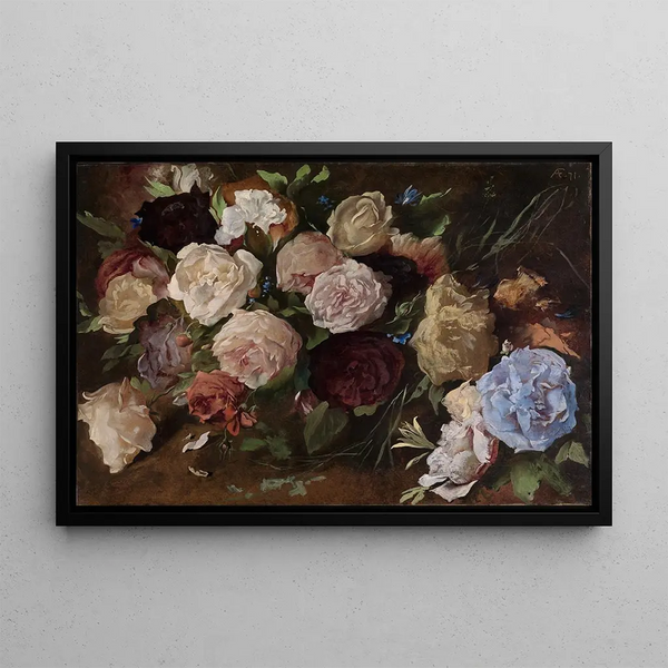 Flower Study - Anselm Feuerbach — framed artwork on a wall