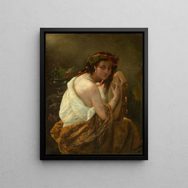 Gitane with tambourine - Anselm Feuerbach — framed artwork on a wall