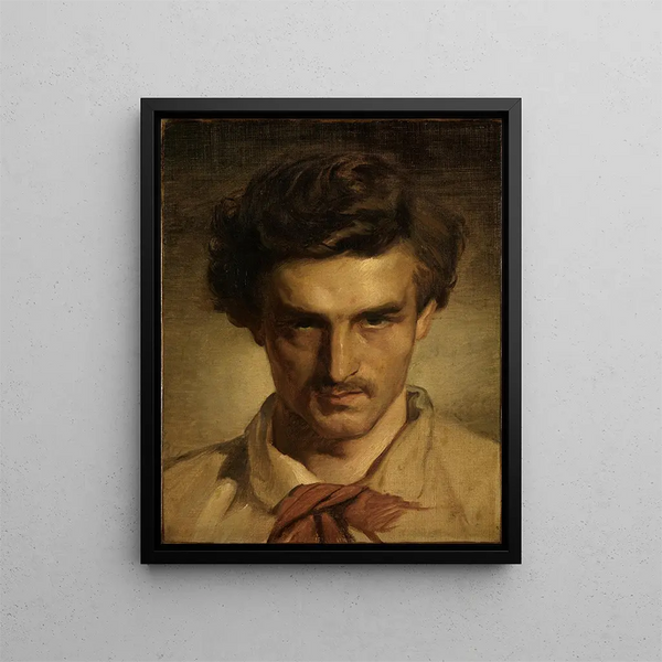 Young Self-Portrait Painting - Anselm Feuerbach — framed artwork on a wall