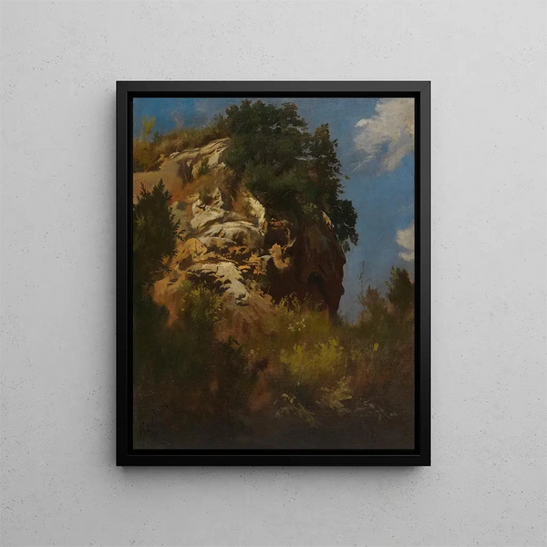 Landscape rocky painting - Anselm Feuerbach — framed artwork on a wall