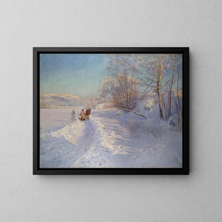 A winter morning after a snowfall in Dalarna - Anshelm Schultzberg — framed artwork on a wall