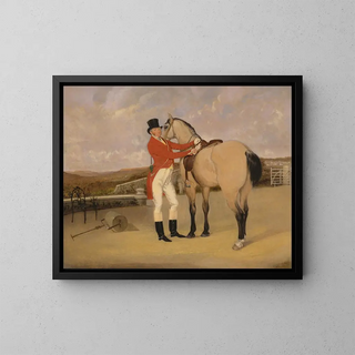 James Taylor Wray du Bedale Hunt avec son cheval alezan - Anson Ambrose Martin — framed artwork on a wall