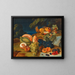 Still life with melons, grapes, a peach, and cherries - Antal József Strohmayer — framed artwork on a wall