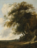 thatched cottages repairing a roof in a dune landscape - Anthonie Jansz van der Croos — artwork view