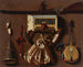 a trompe-l'œil with hunting and bird-catching equipment - Anthonie Leemans — artwork view