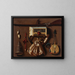 a trompe-l'œil with hunting and bird-catching equipment - Anthonie Leemans — framed artwork on a wall
