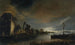 River landscape painting in moonlight - Anthonie van Borssum — artwork view