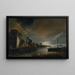 River landscape painting in moonlight - Anthonie van Borssum — framed artwork on a wall