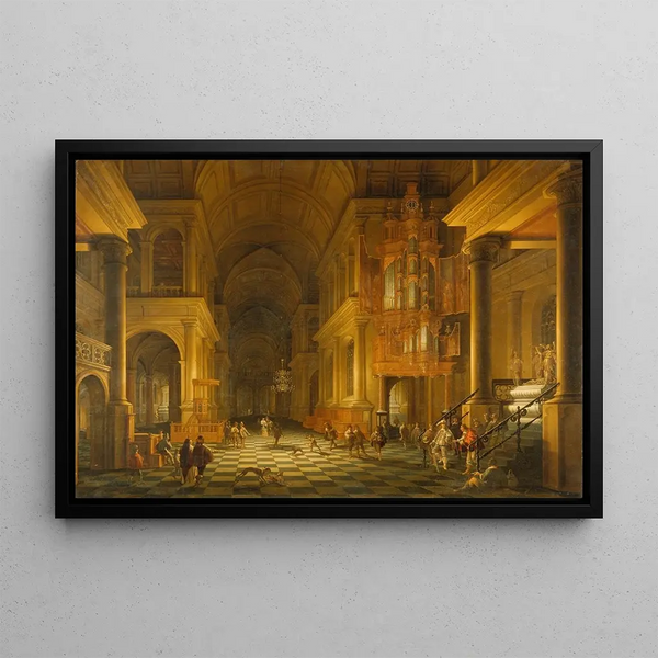Interior of a church built in the late Renaissance style - Anthonie de Lorme — framed artwork on a wall