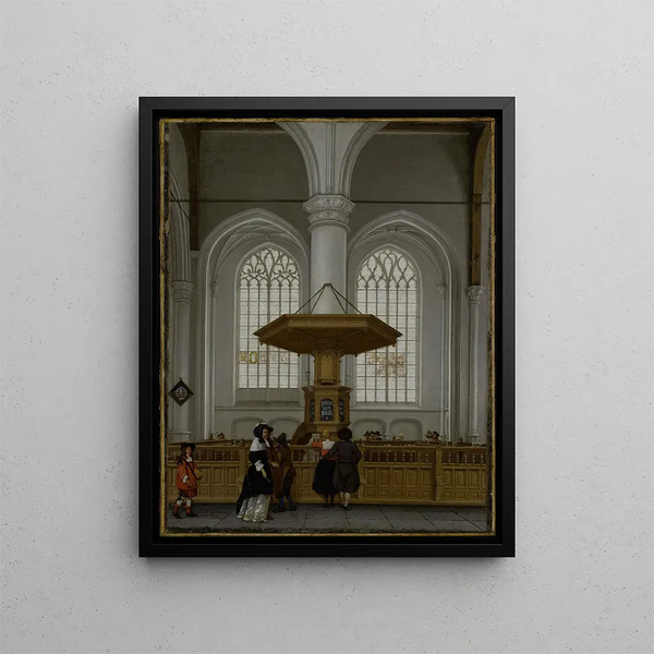 Interior painting of the Laurenskerk in Rotterdam - Anthonie de Lorme — framed artwork on a wall