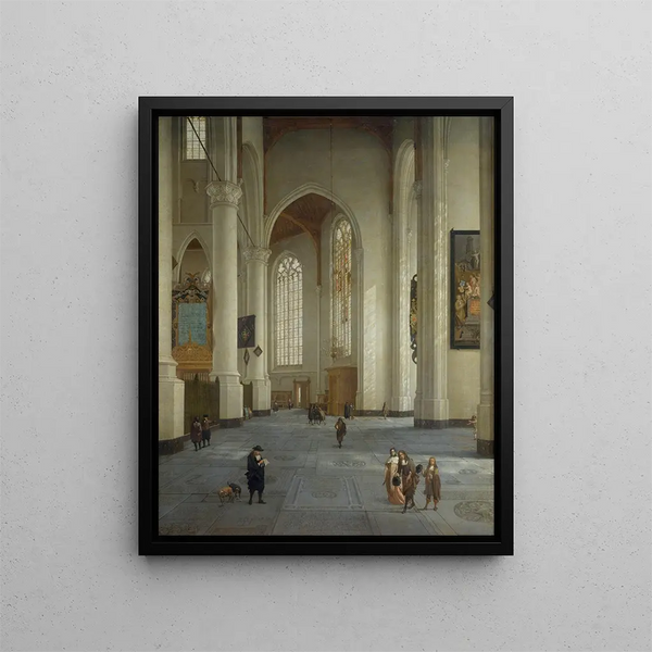 Interior painting of the St. Laurenskerk Rotterdam - Anthonie de Lorme — framed artwork on a wall