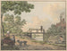 Landscape painting with figures and a small bridge near a farm - Anthony Andriessen — artwork view