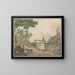 Landscape painting with figures and a small bridge near a farm - Anthony Andriessen — framed artwork on a wall