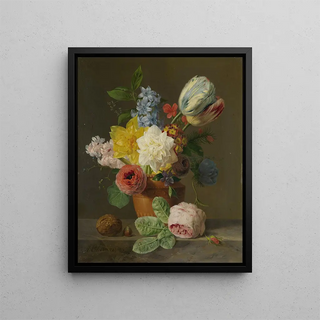 Nature morte aux fleurs et aux noix - Anthony Oberman — framed artwork on a wall
