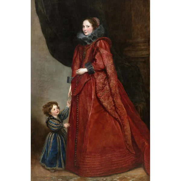 A Genoese lady with her child - Antoine van Dyck — framed artwork on a wall